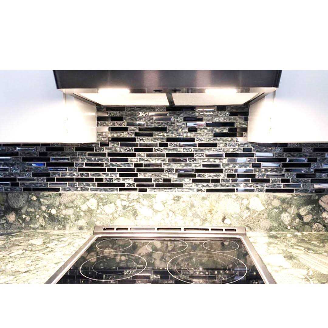 12 x 12 Glass/Metal Mosaic Sheet Subway Wall Tile Blujellyfish - Cheap Fitting