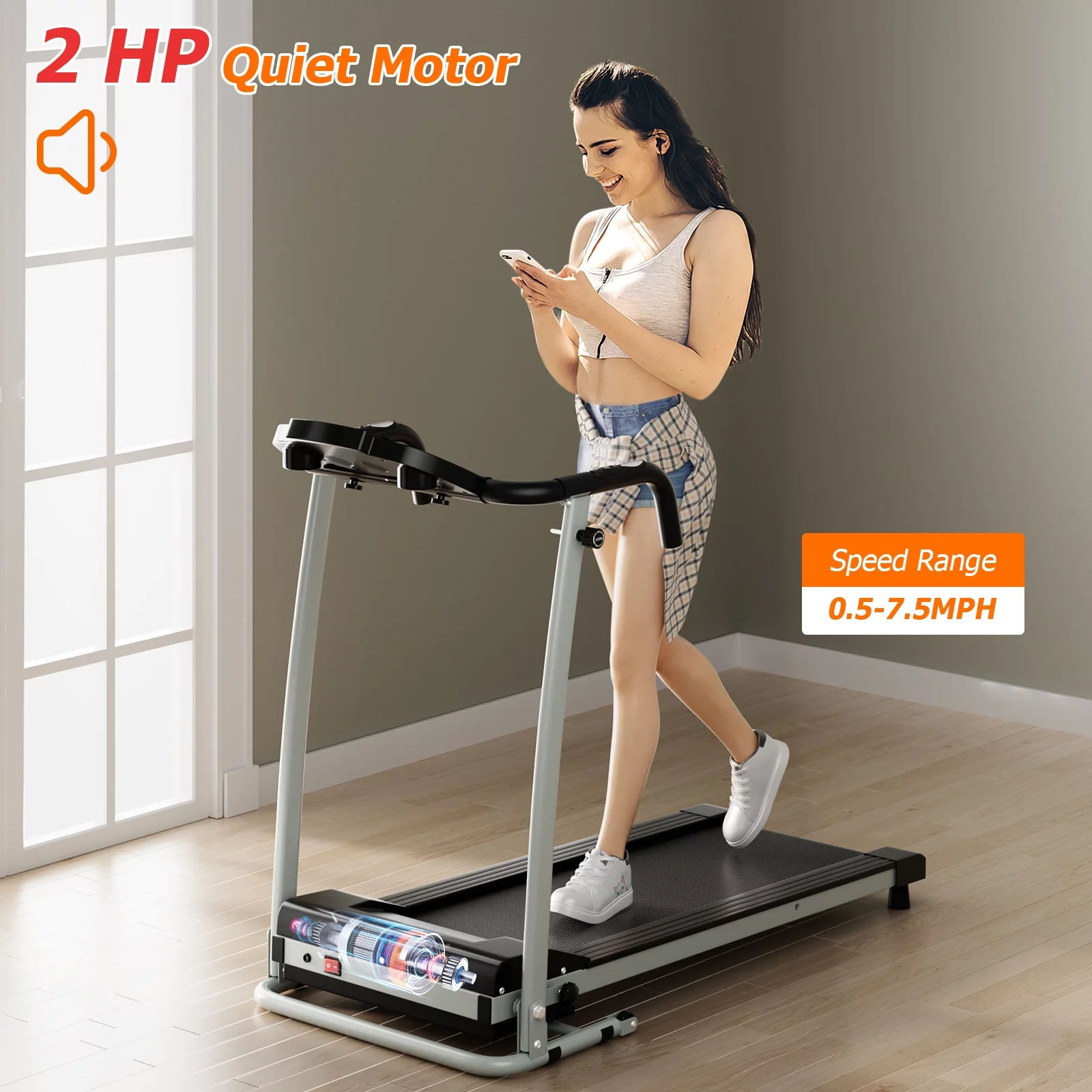 Costway 2 HP Up to 7.5MPH Folding Treadmill Motorized Running Machine 12 Preset Program & LCD Display Screen - Cheap Fitting
