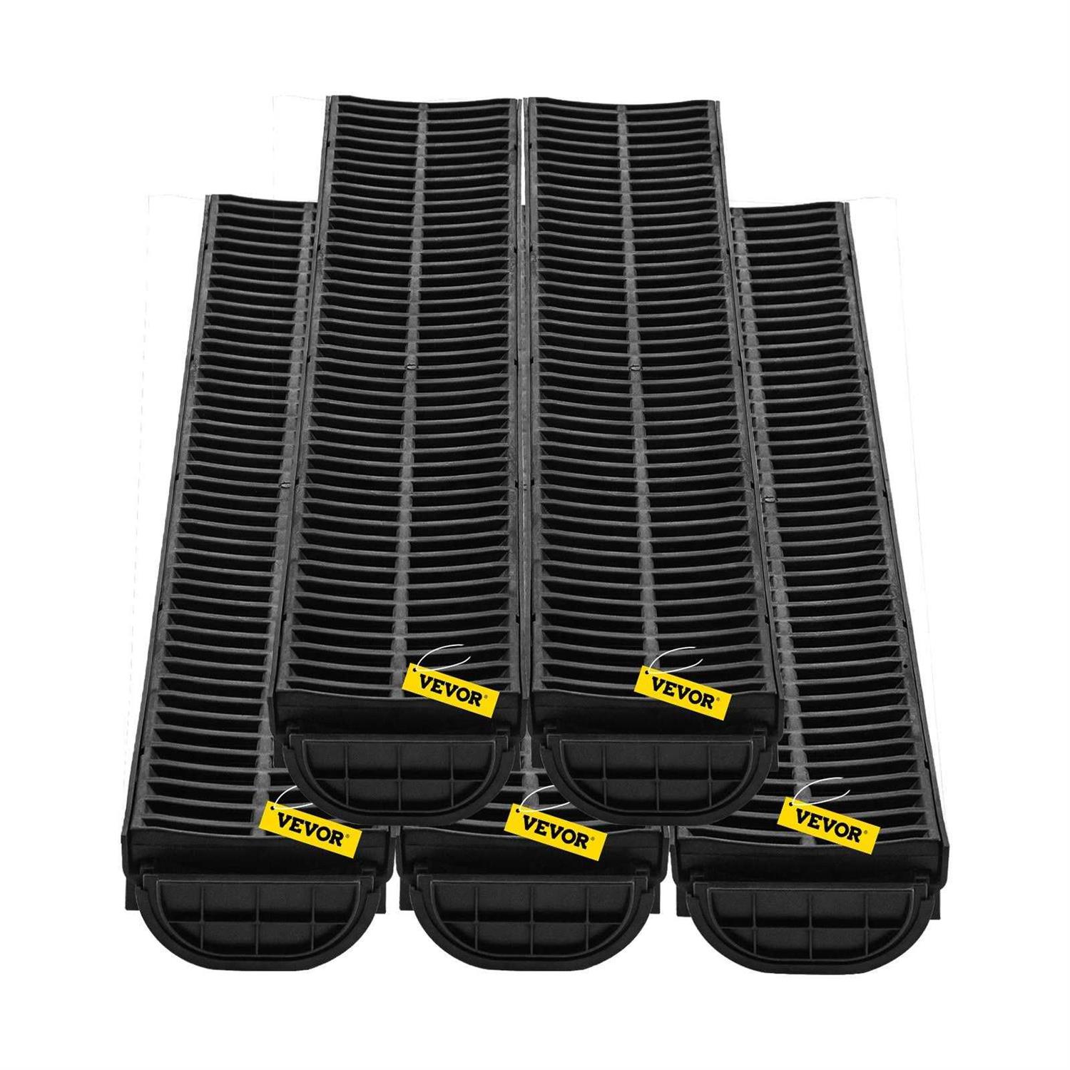 VEVOR Trench Drain System Channel Drain with Plastic Grate 5.7×3.1-inch Hdpe Drainage Trench - Cheap Fitting