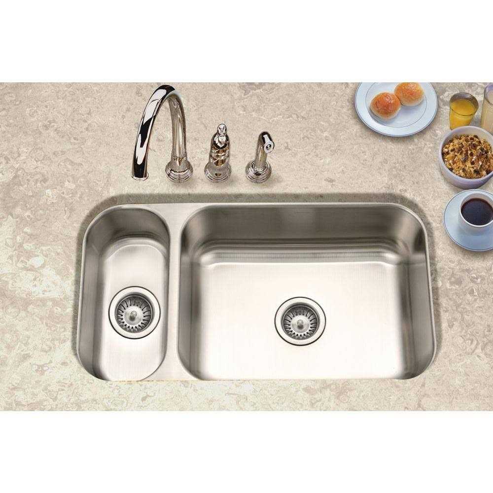 Houzer EHD-3118-1 Elite Undermount Double Bowl Kitchen Sink Stainless Steel - Cheap Fitting