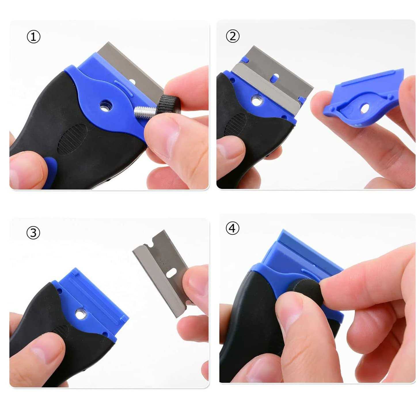 2PACK Razor Blade Scraper Tool with 30Pcs Stainless Steel Blades for Glass Stovetops Cooktop Ceramic Metal Tape Paint Glue Stickers Removal Tool - Cheap Fitting