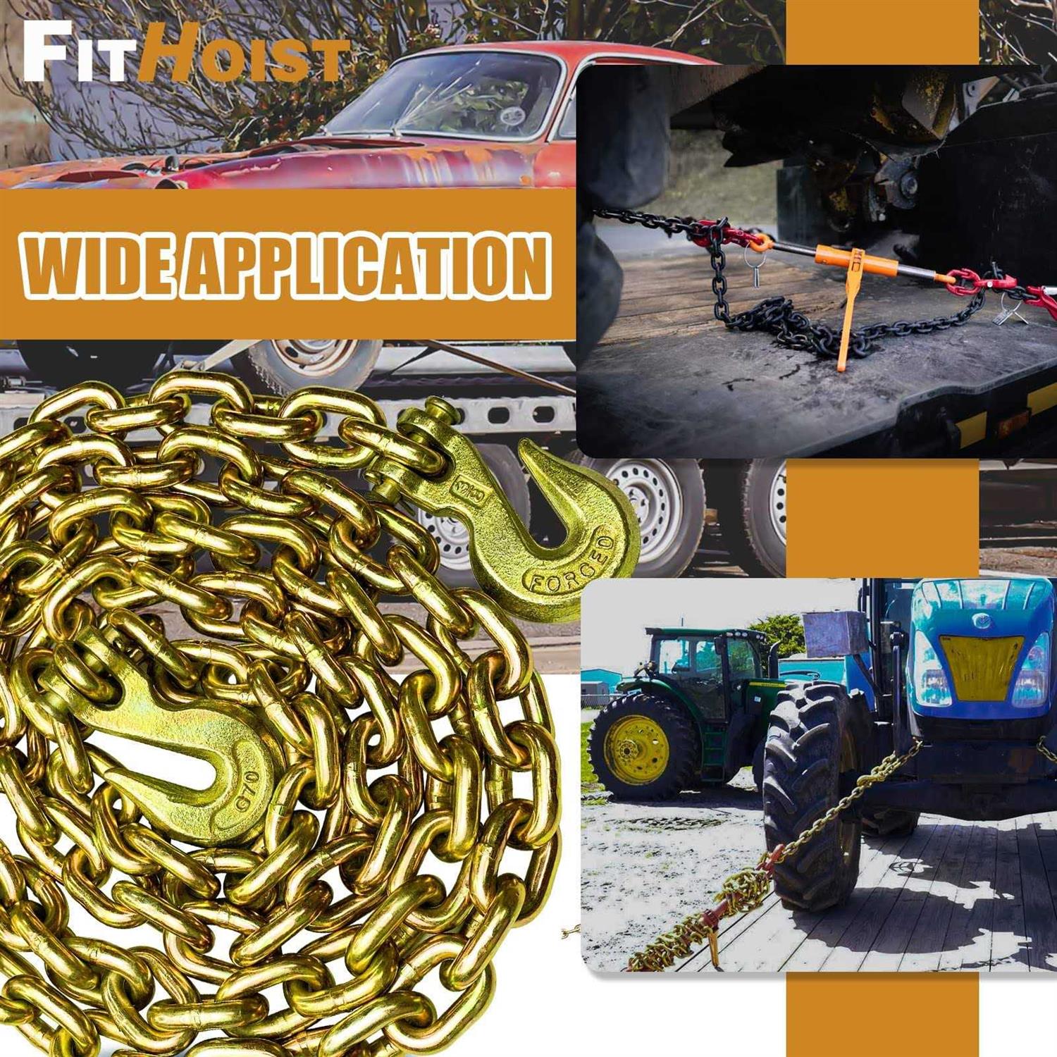 FITHOIST G80 Transport Binder Chain Tow Chain with Clevis Grab Hooks - Cheap Fitting