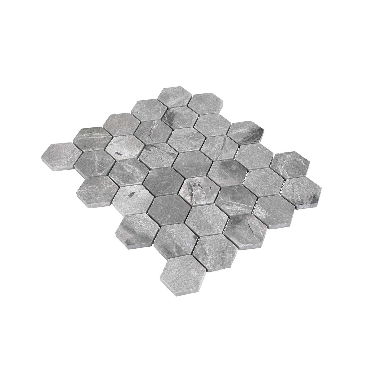 American Olean Genuine Stone Night Jewel 9-in x 11-in Honed Natural Stone Marble Hexagon Floor and Wall Tile GS032HEXMSCCHN - Cheap Fitting