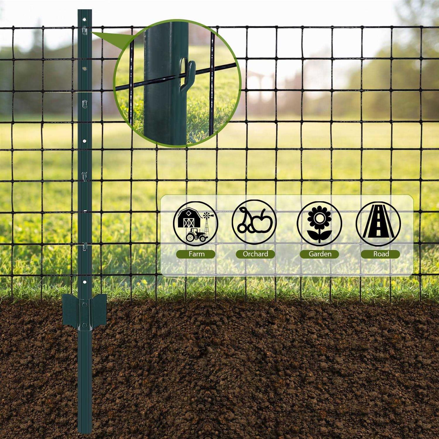 Toriexon 10 Packs Fence Posts Heavy Duty Metal Fence Post with U-channel - Cheap Fitting