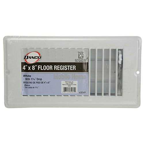 Danco 62069 4 in. x 8 in. Steel Floor Register with 1-5/16 in. Drop in White - Cheap Fitting
