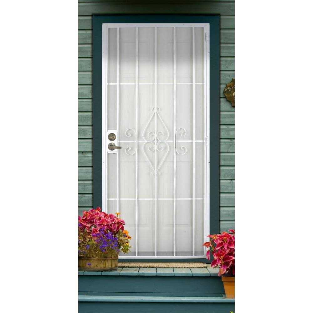Titan 80 in. Su Casa White Surface Mount Outswing Steel Security Door with Expanded Metal Screen - Cheap Fitting