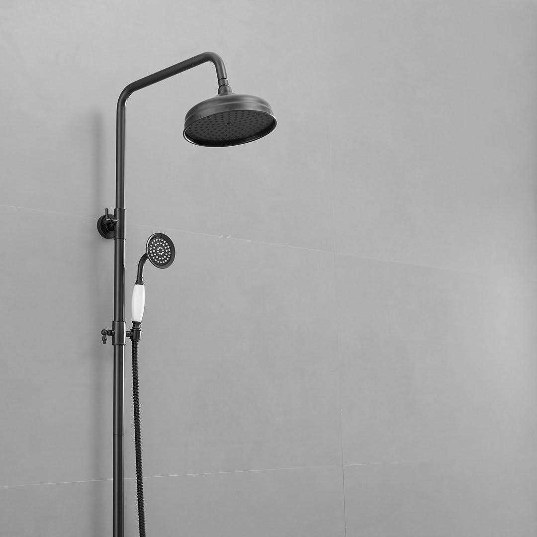 BWE 1-spray Bathroom Outdoor Wall Bar Shower Kit with Tub Faucet and Double Cross Handle 8016-B - Cheap Fitting