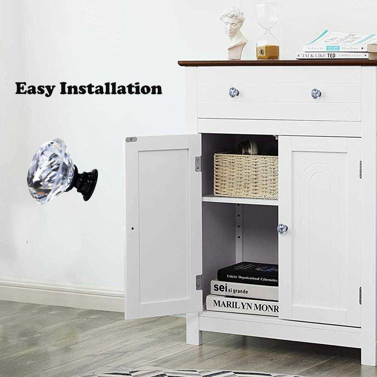 DeELF Outlet deelf 12 PCS Clear Crystal Glass Drawer Cabinet Pulls Knobs Diamond Shape Decorative for Kitchen - Cheap Fitting