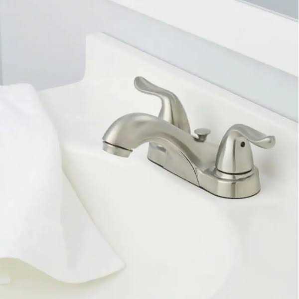 Glacier Bay Constructor 4 in. Centerset 2-Handle Low-Arc Bathroom Faucet in Brushed Nickel - Cheap Fitting