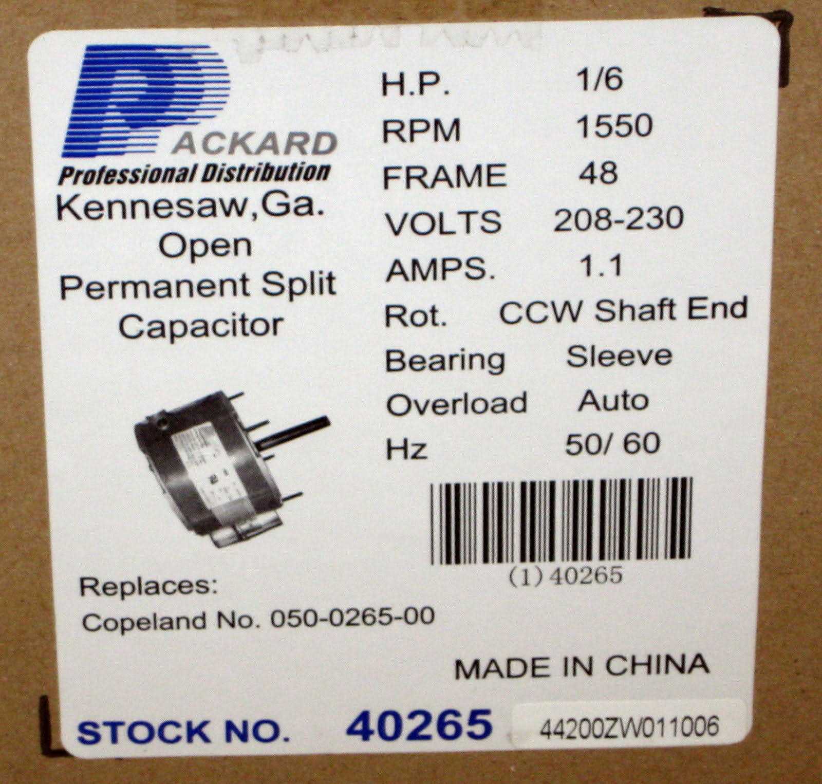 Packard 40265 Motor - Cheap Fitting