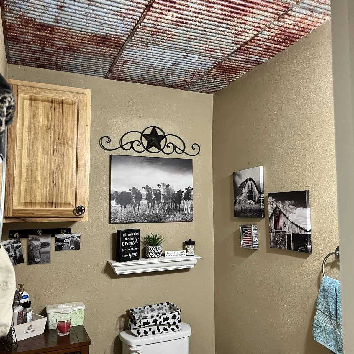 FromPlainToBeautifulInHours 261-Ridged Metal 2 ft. x 2 ft. PVC Lay-in Ceiling Tile in Old Tin Roof - Cheap Fitting