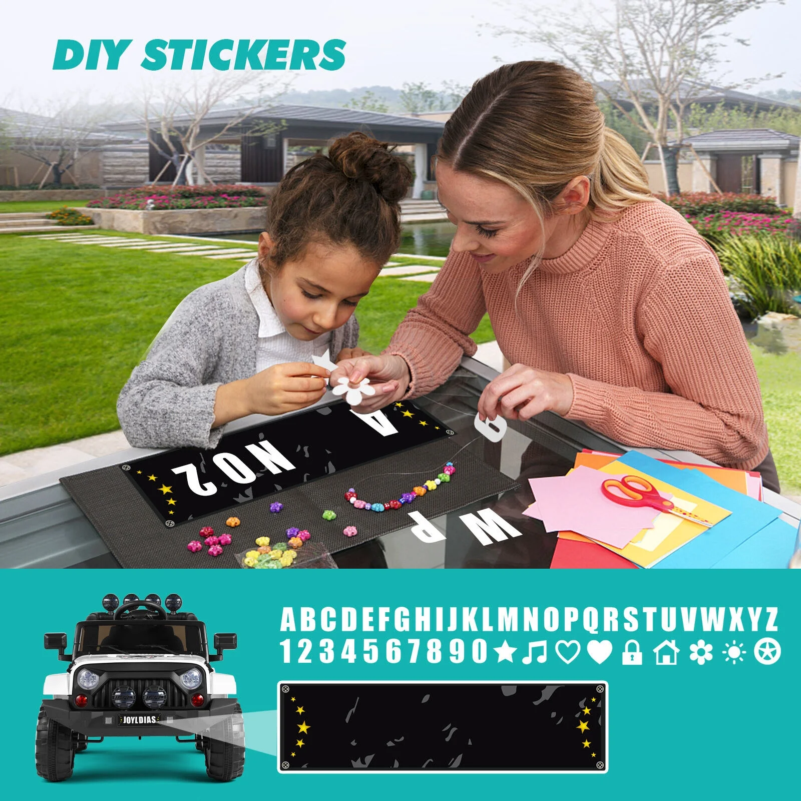 JOYLDIAS 12V Kids Ride on Truck Electric Car with DIY Stickers, Bluetooth, Remote Control, MP3 Player, LED Lights (Pink) - Cheap Fitting