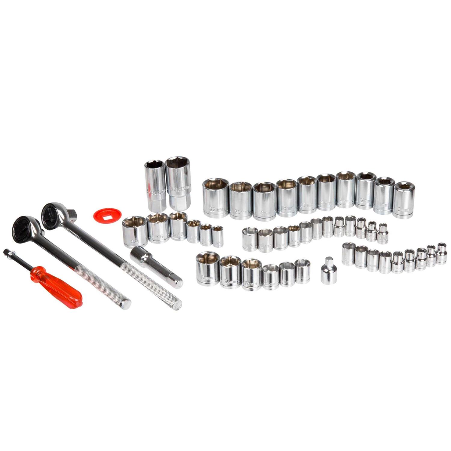Stalwart 52 Piece 1/4, 3/8 and 1/2 Drive Socket Set SAE and Metric 75-HT3014 - Cheap Fitting