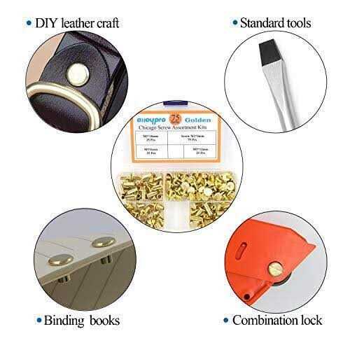 75 Sets Chicago Screws Assorted Kit 3 Sizes Golden Leather Rivets 1/4 3/8 1/2 Screw Rivets Flat Fillister Book Binding Posts Nail Rivet Chicago - Cheap Fitting