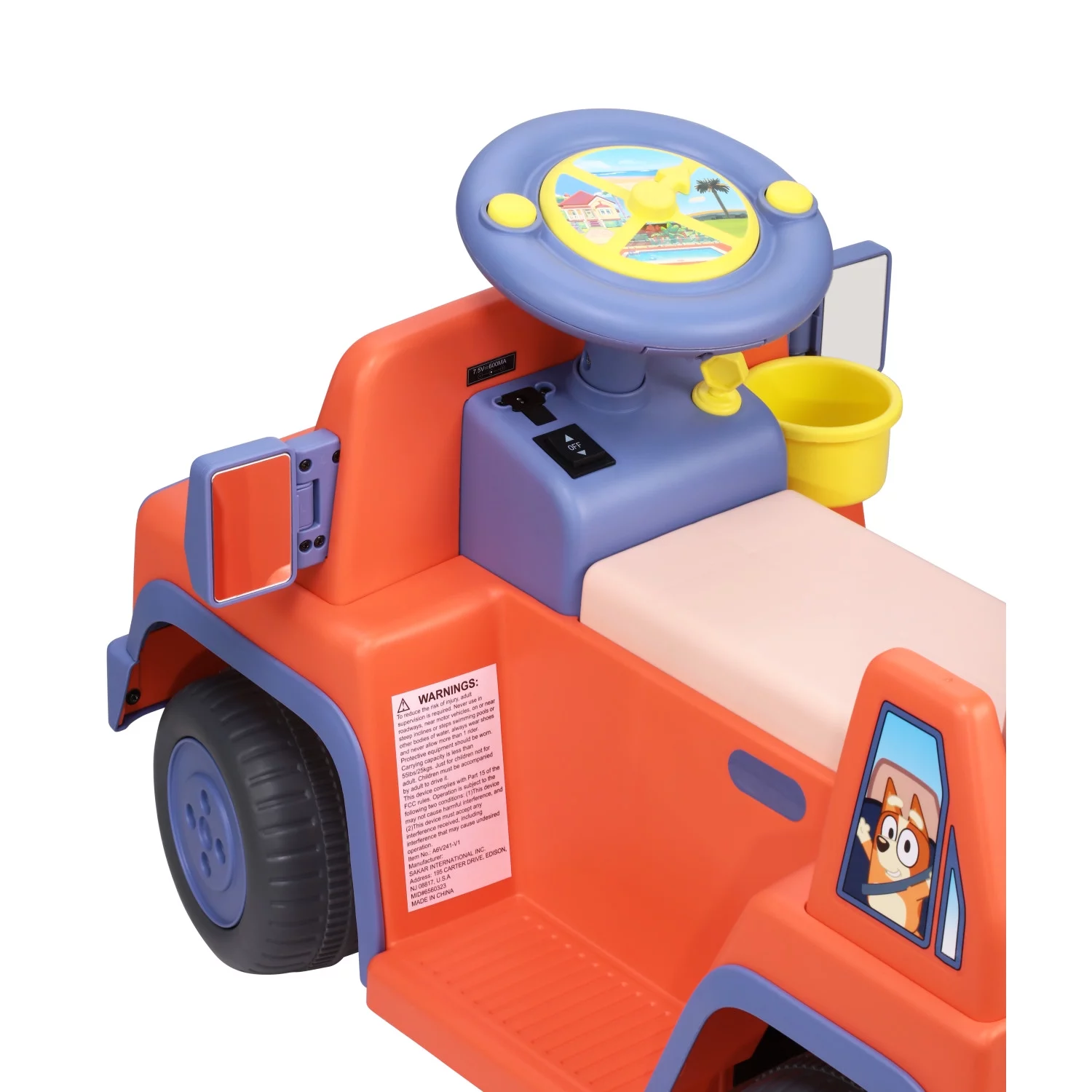 Bluey 6 Volt Ride on Car with Sounds, 6V Battery Powered Toy, Kids and Toddlers Ages 2+ - Cheap Fitting