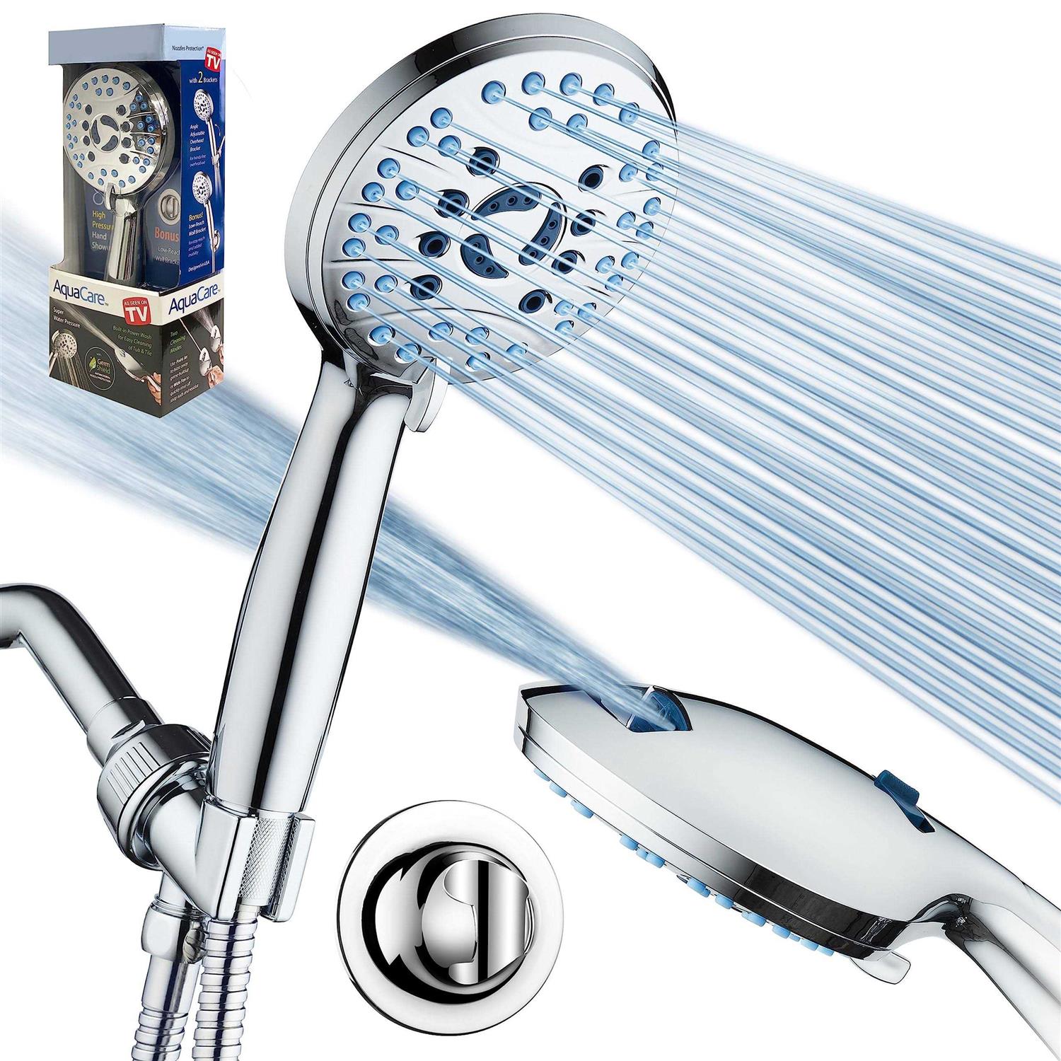 Hotel Spa AquaCare Retail Pack High Pressure 8-setting Handheld Shower Head 1739CHFF - Cheap Fitting
