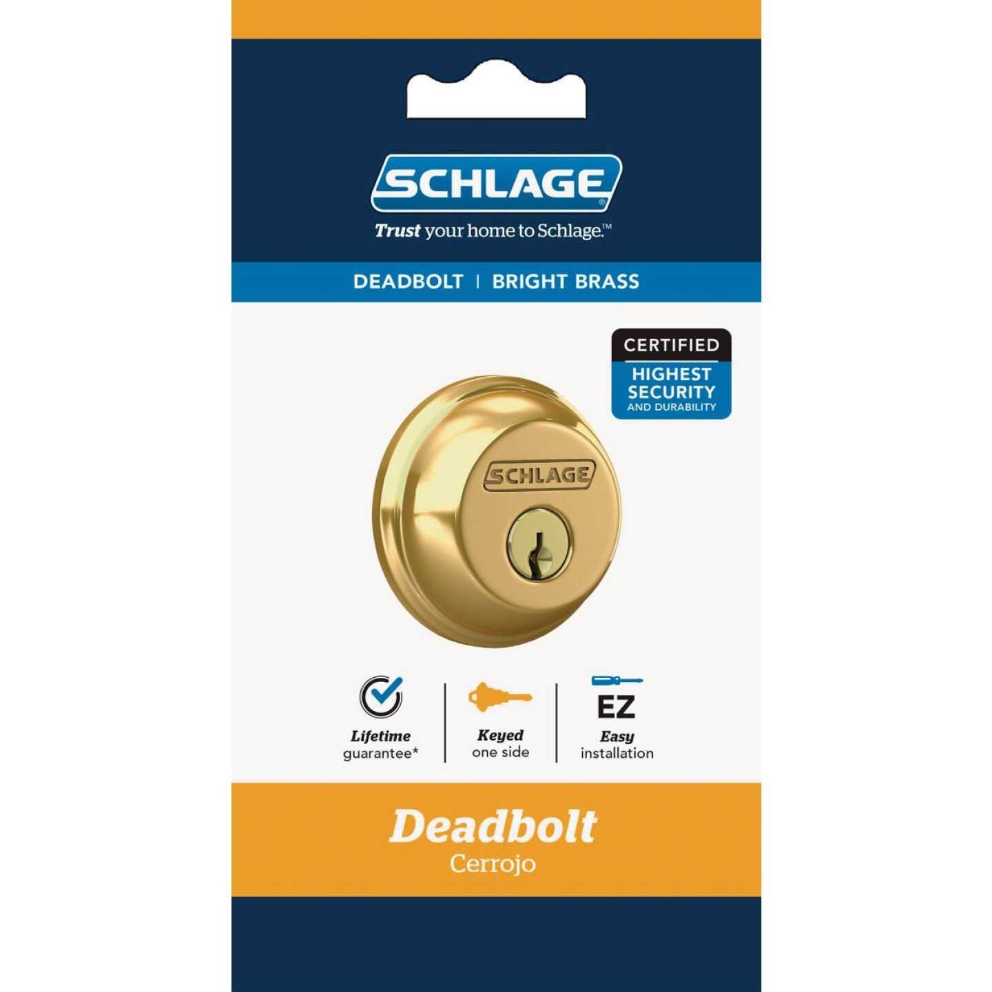 Schlage Bright Brass Single Cylinder Deadbolt - Cheap Fitting