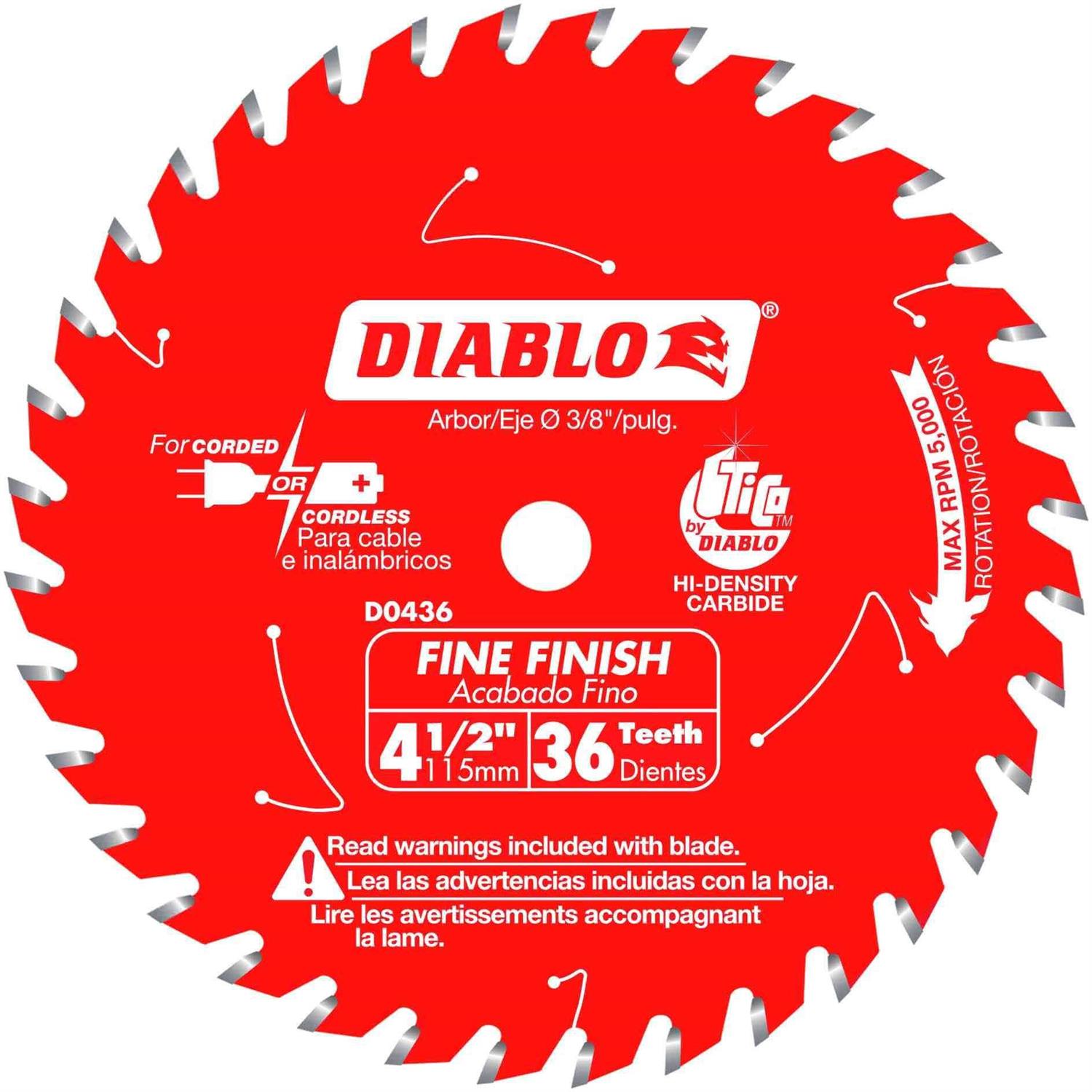 Diablo 4-1/2 in. 36-Tooth Fine Finish Saw Blade D0436X - Cheap Fitting