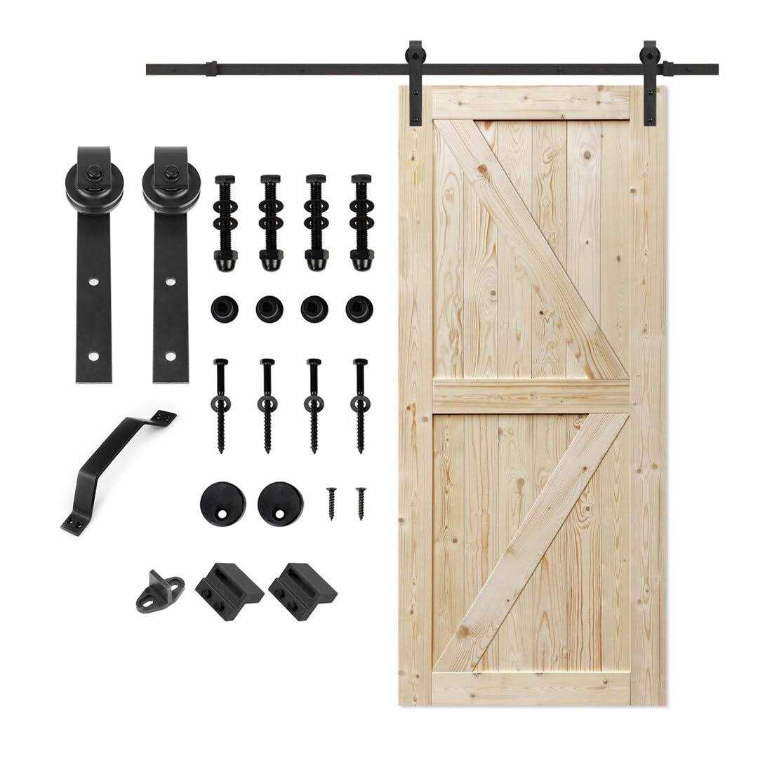 Paneled Wood Unfinished Barn Door with Installation Hardware Kit S&Z TOPHAND - Cheap Fitting