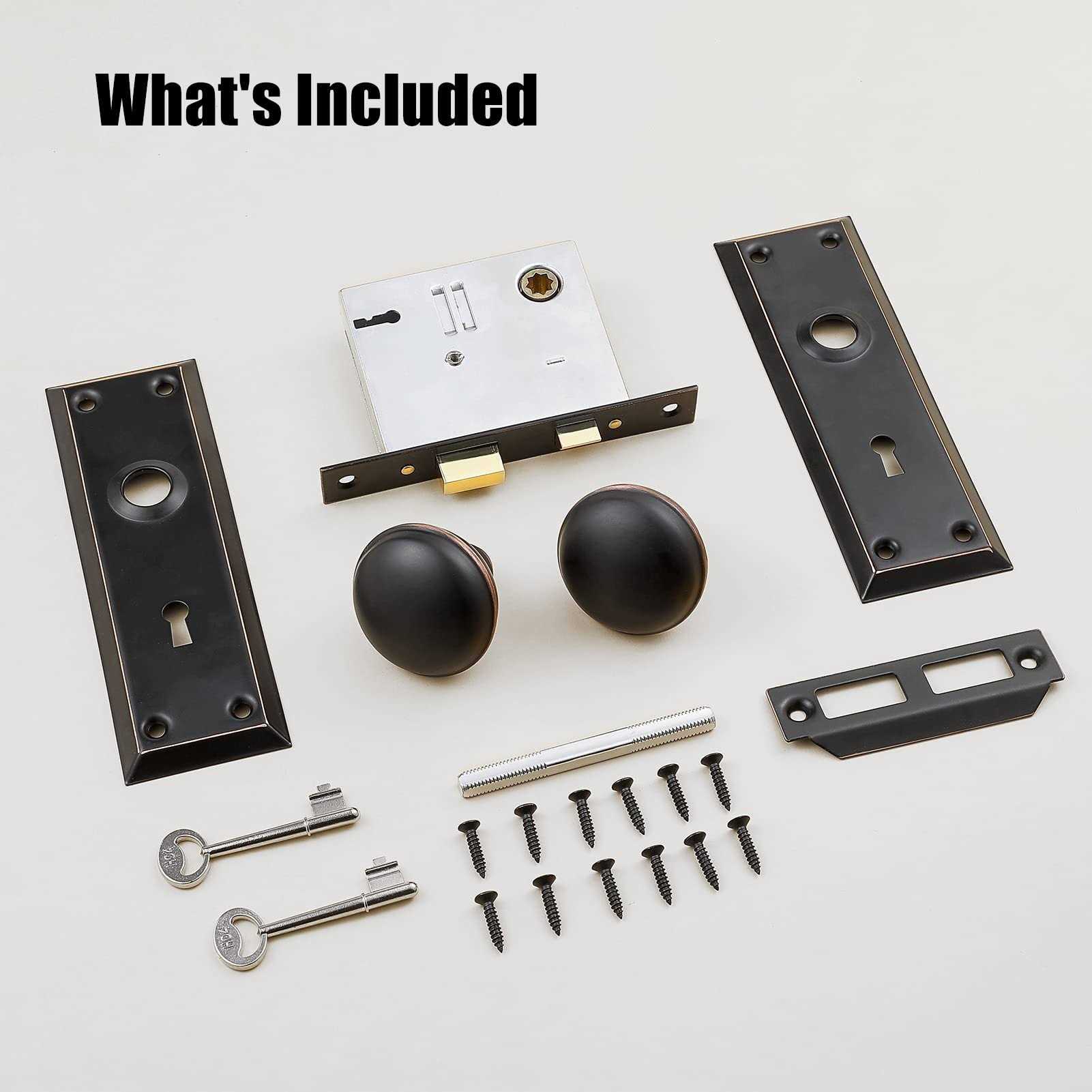 Newliplace Mortise Lock Set for Interior Door, Vintage Door Knobs with Lock and Skeleton Key - Cheap Fitting