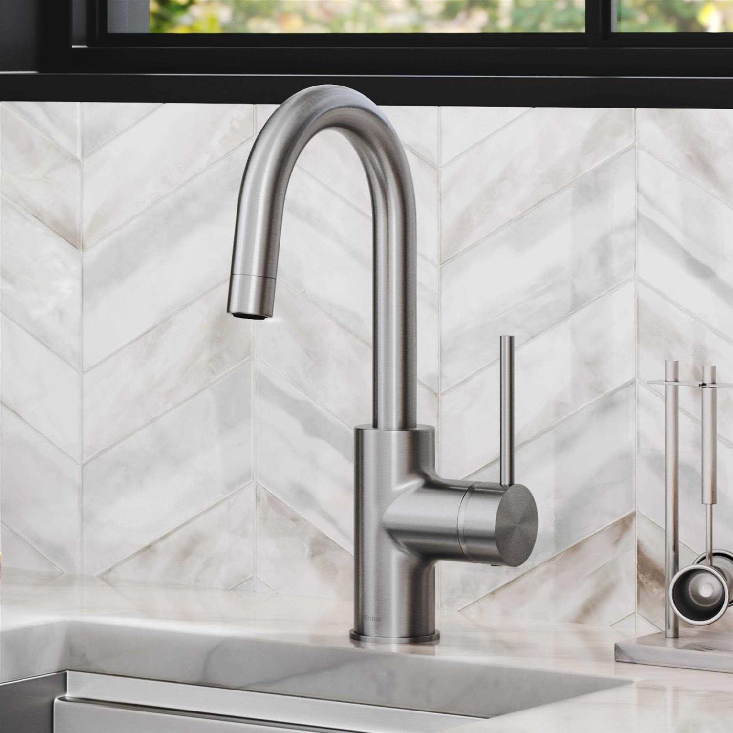Kraus Spot Free Oletto Single Handle Kitchen Bar Faucet KPF-2600SFS - Cheap Fitting