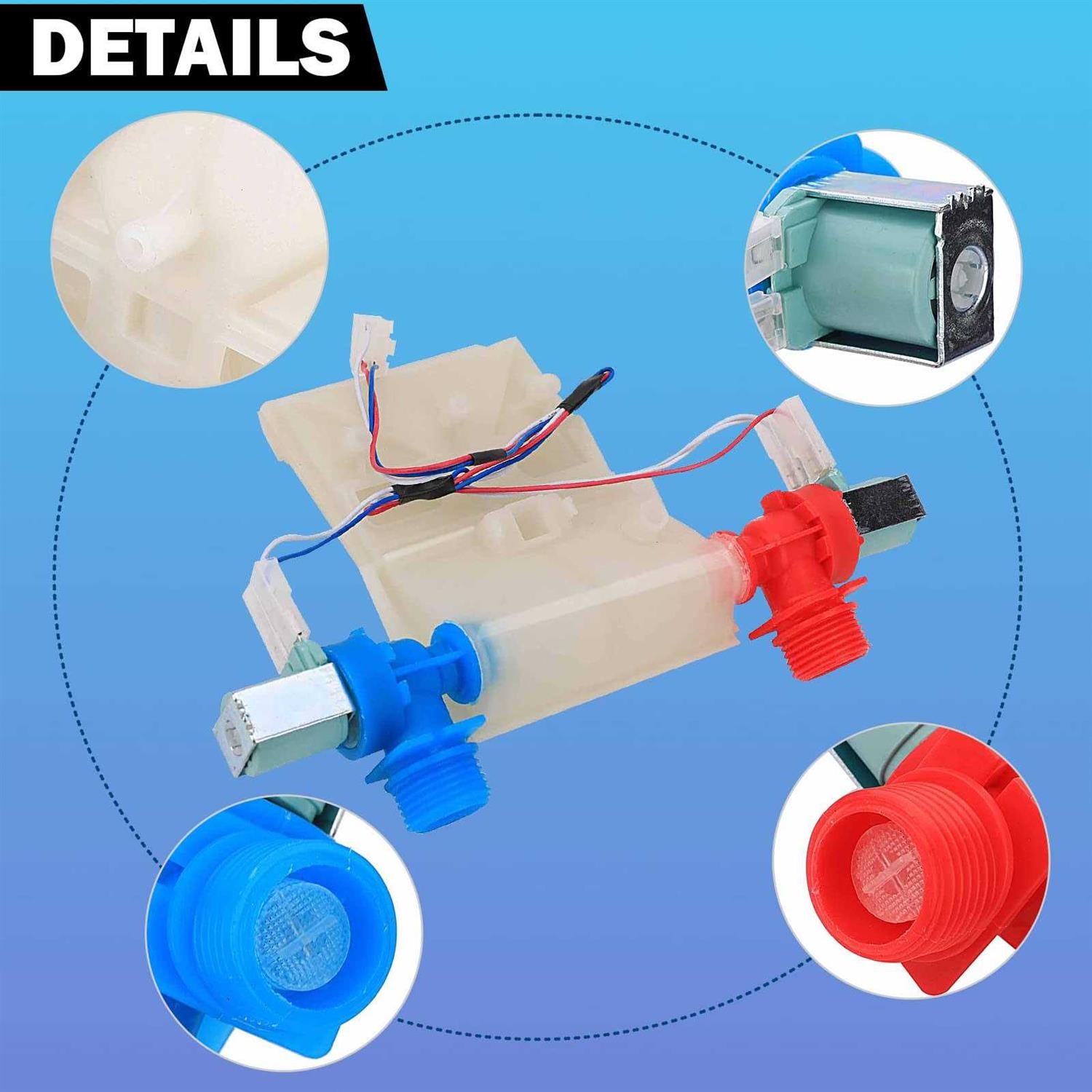 Washer Water Inlet Valve Replaces For Part W11101906 W10883458 AP6329219 W11210463 W10701461 W10869803 fits Whirlpool WTW4816FW2 W10683680 fits - Cheap Fitting