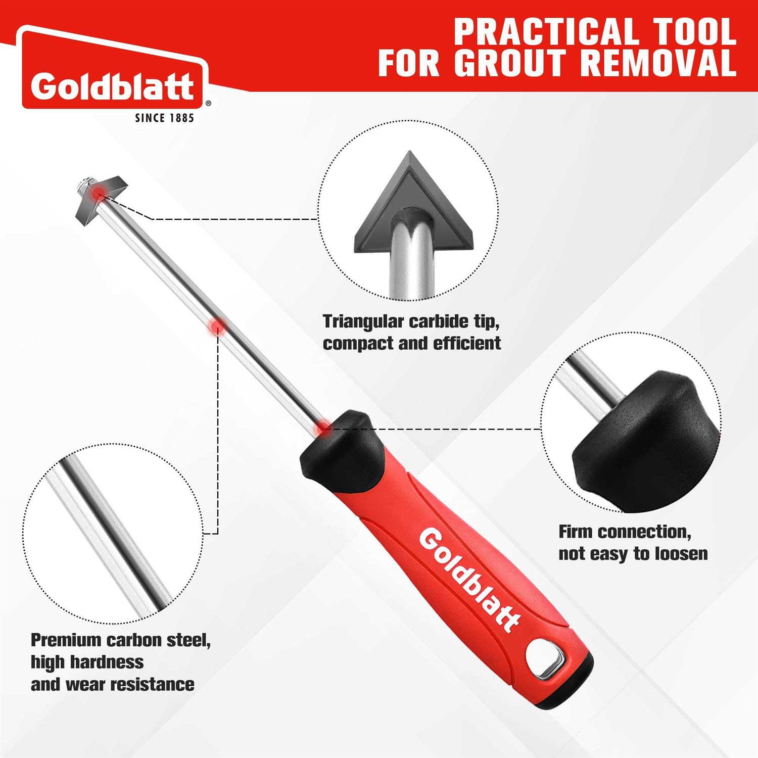 Goldblatt Grout Removal Tool with Replacement Carbide Tip Professional Grout Cleaner - Cheap Fitting