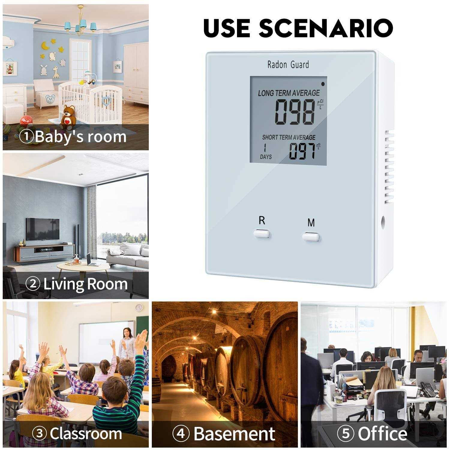 Home Radon Detector, Portable Radon Meter, Elifecity Long and Short Term Home Radon Monitor - Cheap Fitting