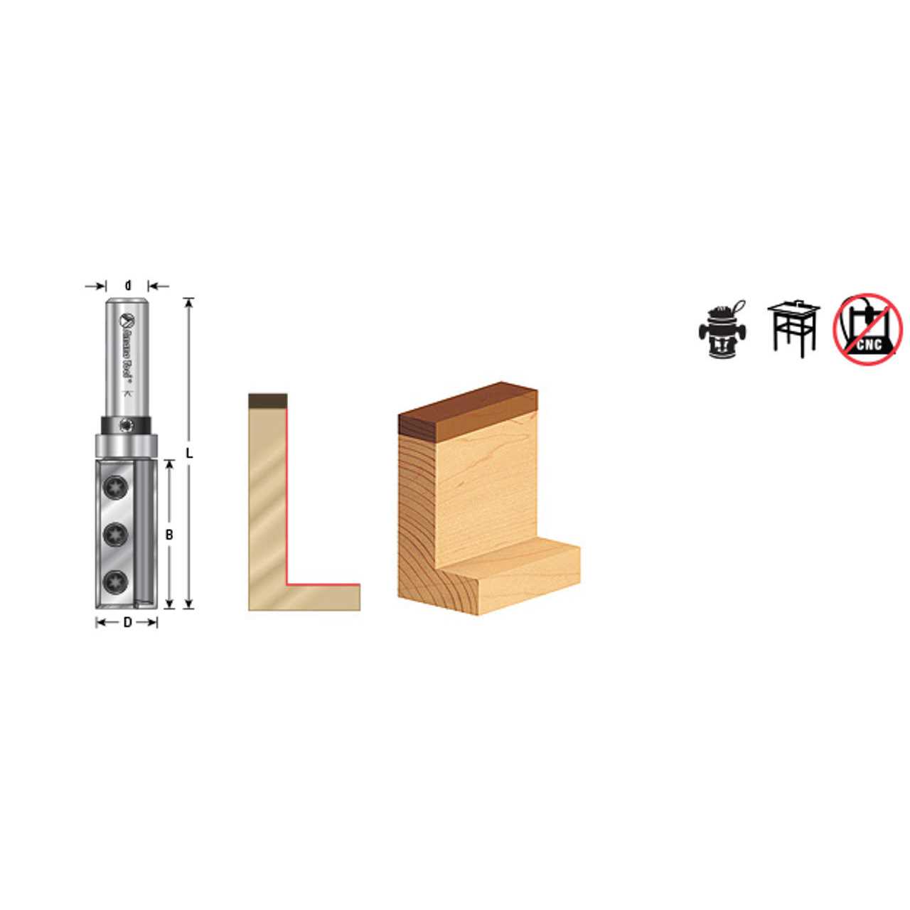 Amana RC-2400 Insert Solid Carbide Flush Trim Template 3/4 Dia x 50mm x 1/2 Inch Shank with Upper BB - Cheap Fitting