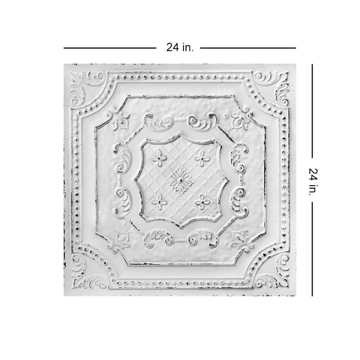From Plain To Beautiful In Hours Elizabethan Shield 2 ft. x 2 ft PVC Glue Up or Lay In Ceiling Tile - Cheap Fitting