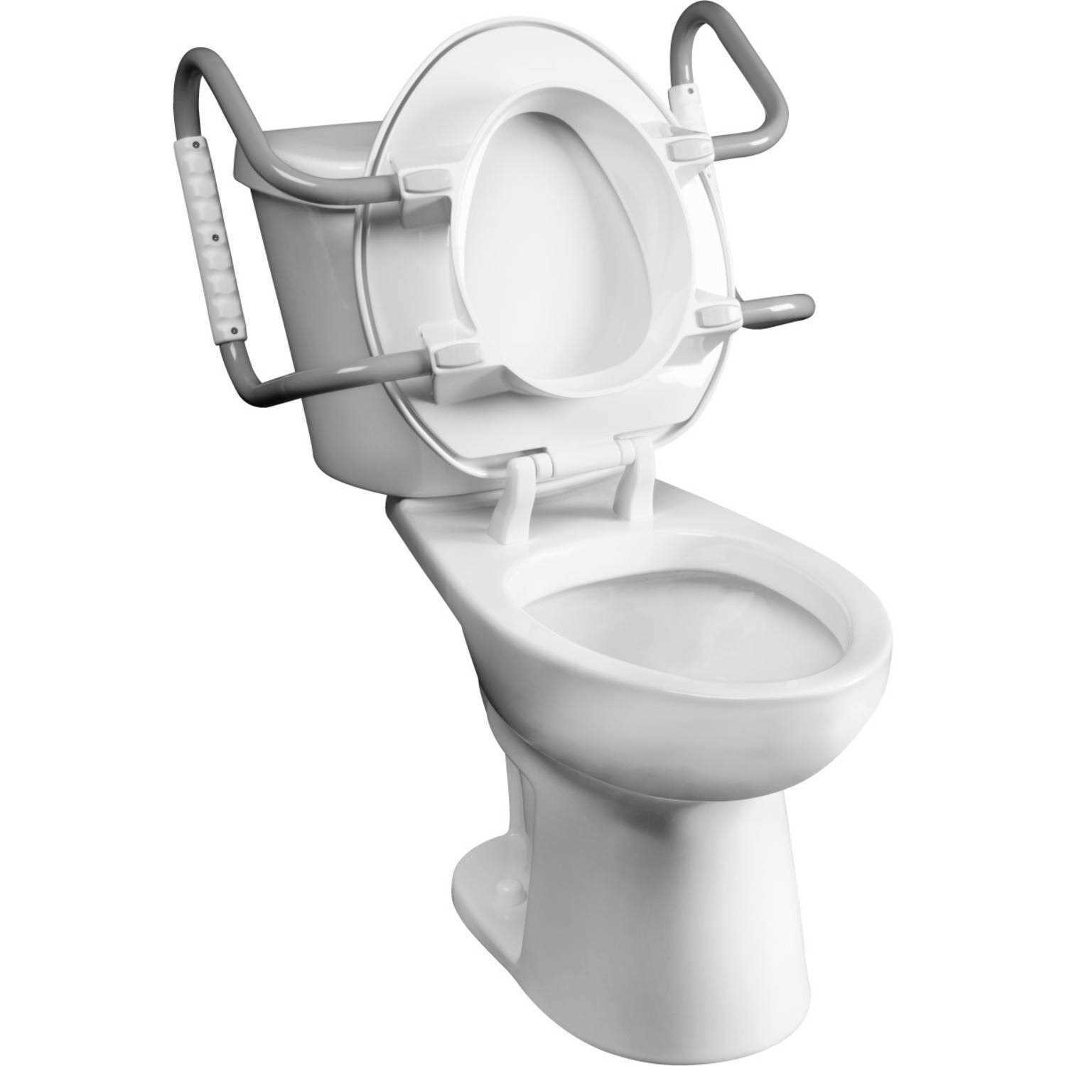 Bemis Assurance with Clean Shield Round Plastic Premium Raised Toilet Seat with Support Arms White - Cheap Fitting