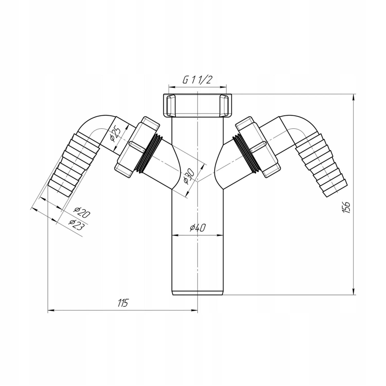 1 1/2 bsp x 40mm Drain Hose Connector with Double Dishwasher Inlet - Cheap Fitting