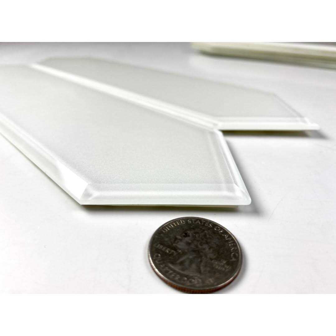 Abolos Frosted Elegance Glossy White Beveled Picket 3 in. x 12 in. Glass Peel and Stick Wall Tile - Cheap Fitting