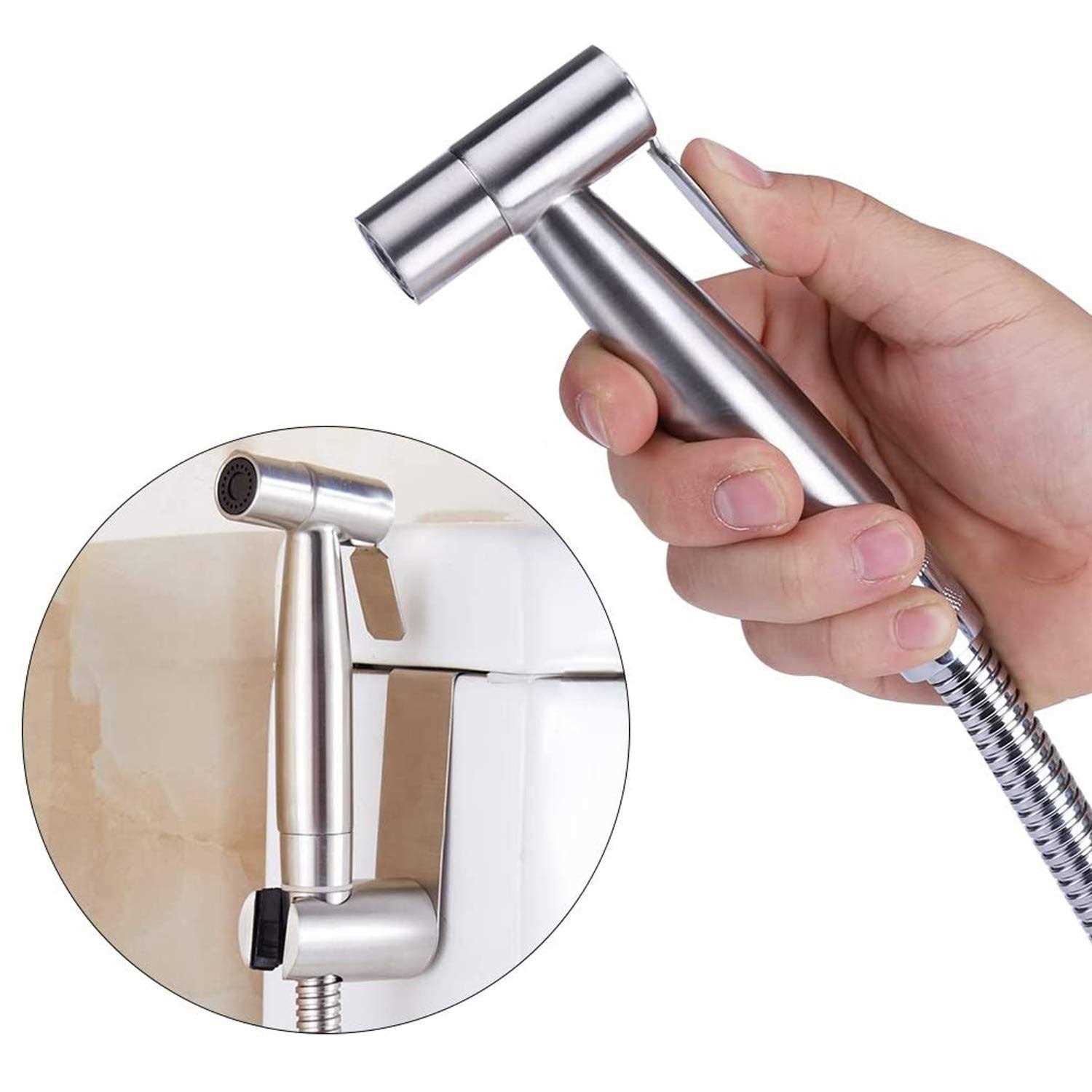 Handheld Bidet Sprayer Kit, Frap Stainless Steel Brushed Nickel Sprayer Toilet Bathroom Shower Head with 59-inch Hose and Wall Bracket Holder 3 Set - Cheap Fitting