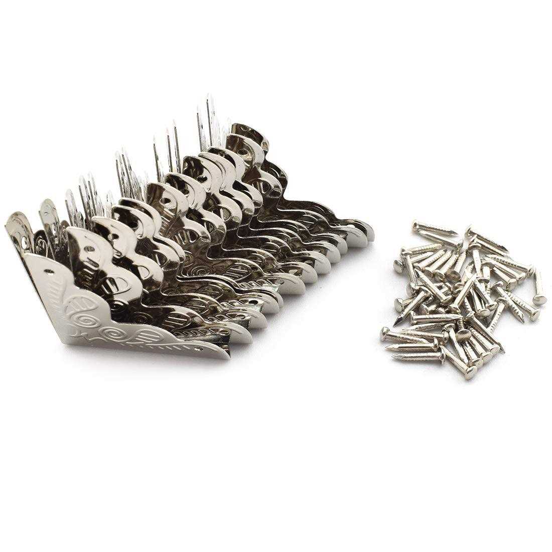 SDTC Tech 12 Pack Furniture Corner Protector 1 x 1 Antique Triangle Edge Decorative Metal Corner Guard for Storage Box Jewelry Case Cabinet - Cheap Fitting