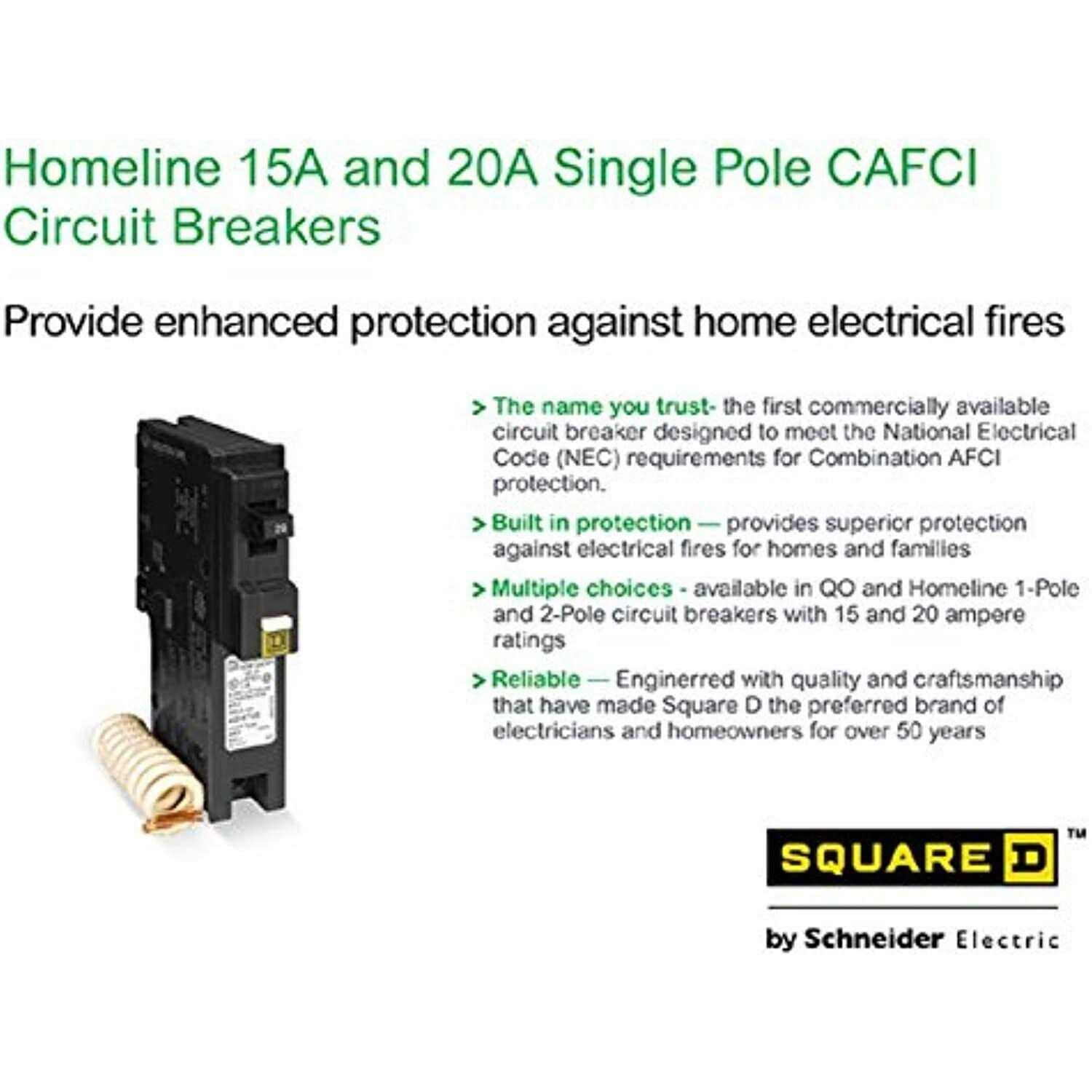 Square D Homeline Combination Arc Fault Breaker 15 HOM115CAFIC - Cheap Fitting