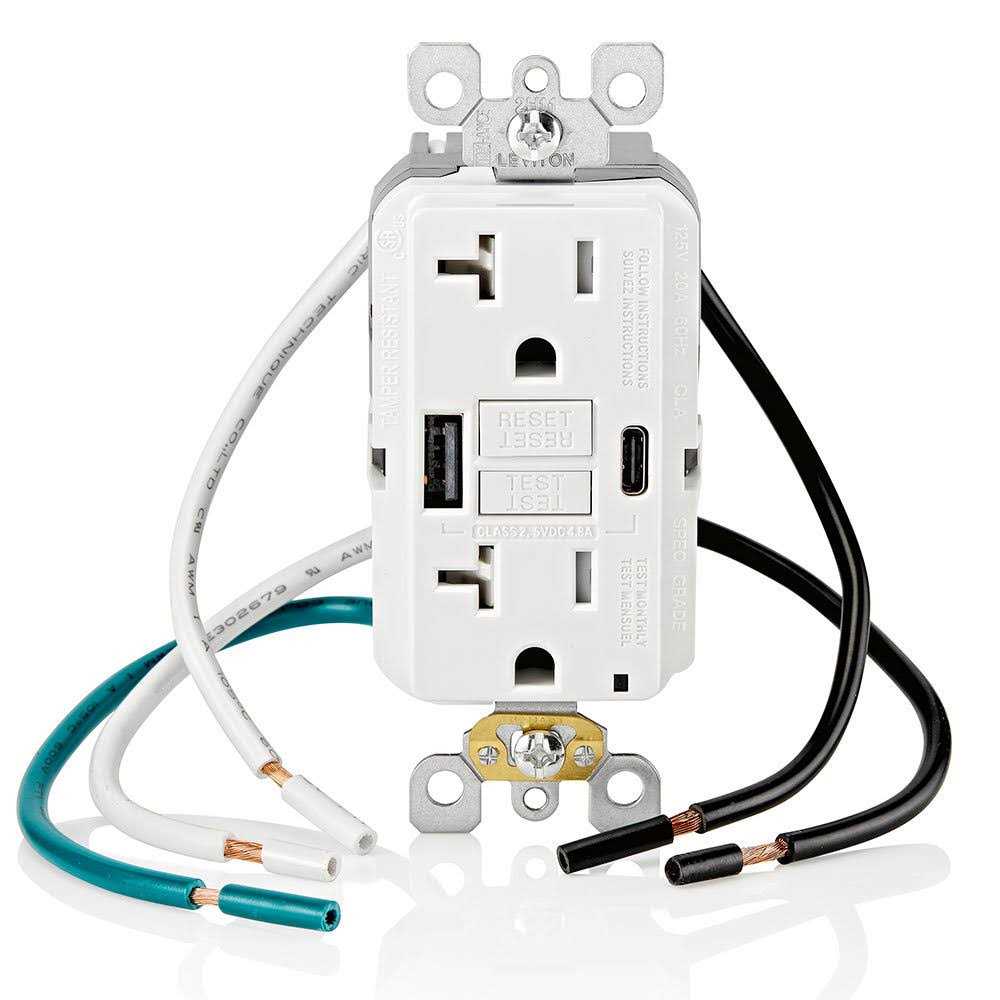 Leviton GUAC2-W 20A SmartlockPro Self-Test GFCI Combination 24W Type A/C USB In-Wall Charger Outlet - Cheap Fitting