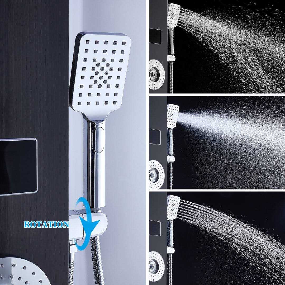 ELLO&ALLO 52 in. 6-Jet Shower Tower System with LED Rainfall Waterfall Shower Head Handshower - Cheap Fitting