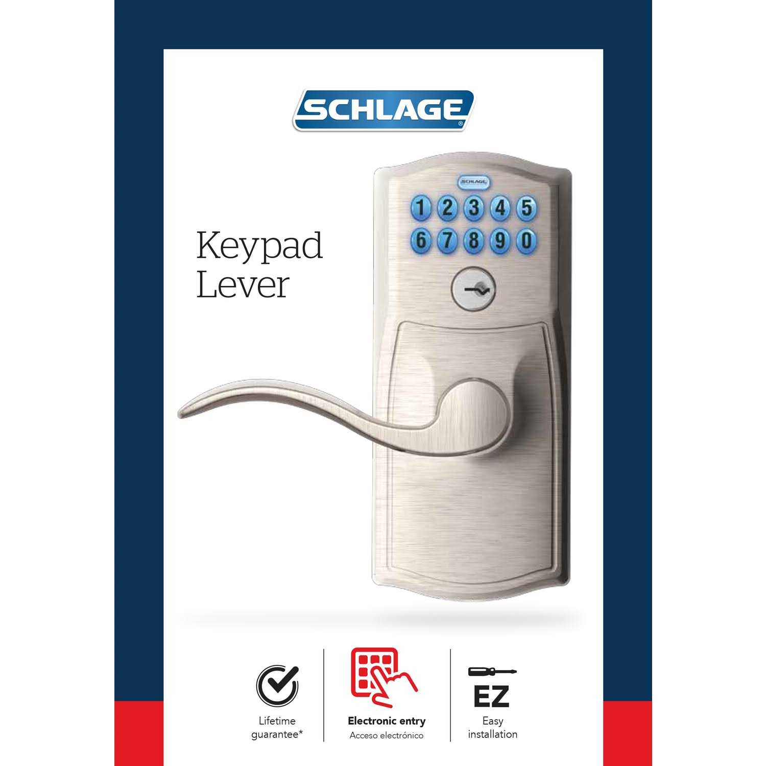 Schlage Camelot Lever Satin Nickel Electronic Keypad Entry Lock - Cheap Fitting