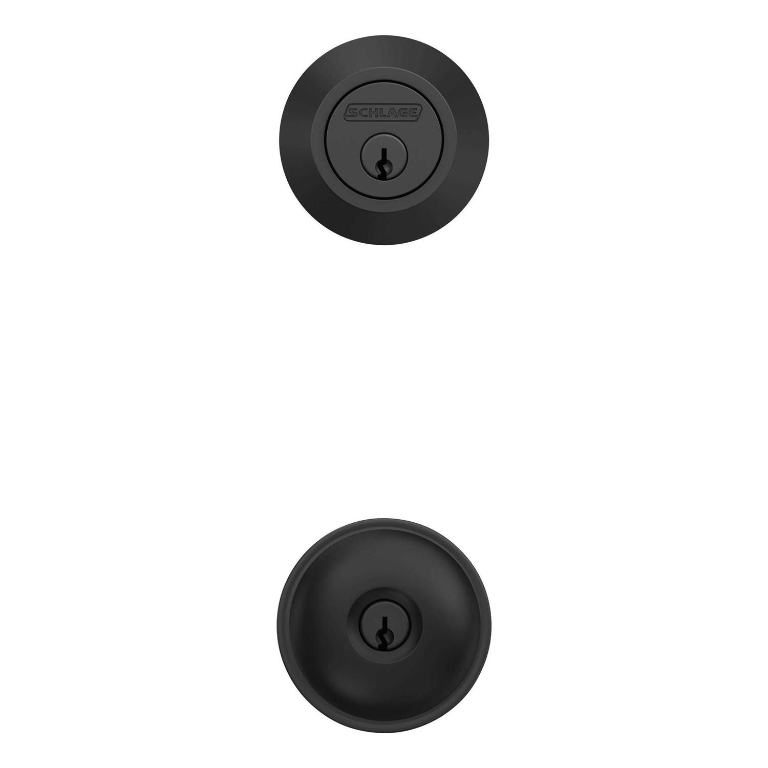Home Front by Schlage Marwood Matte Black Exterior Single-cylinder deadbolt Keyed Entry Door Knob Combo Pack UC60 V MRW 622 - Cheap Fitting