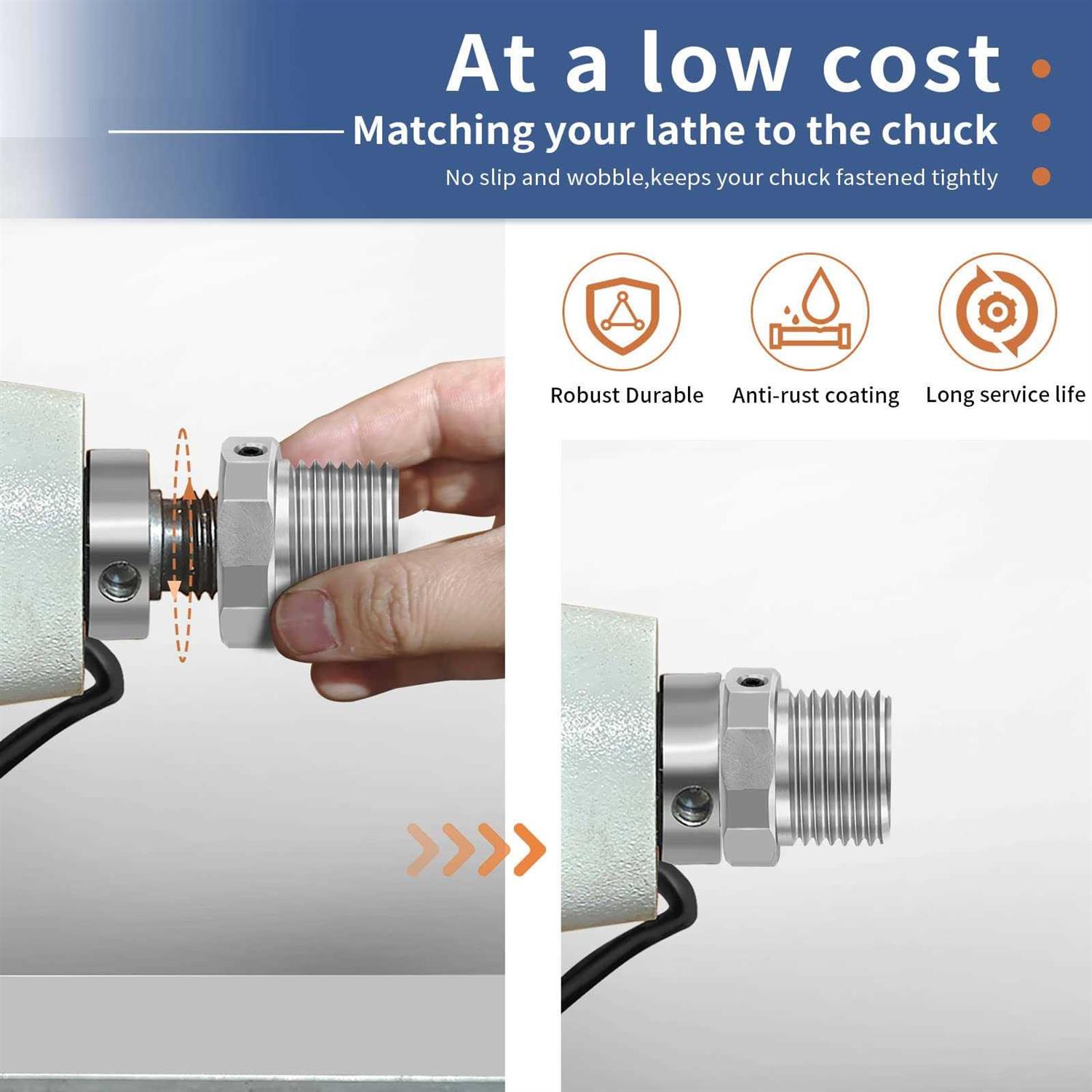 PNBO Woodworking Lathe Headstock Spindle Adapter,Converts 1×8 TPI to 1-1/2×8 TPI - Cheap Fitting