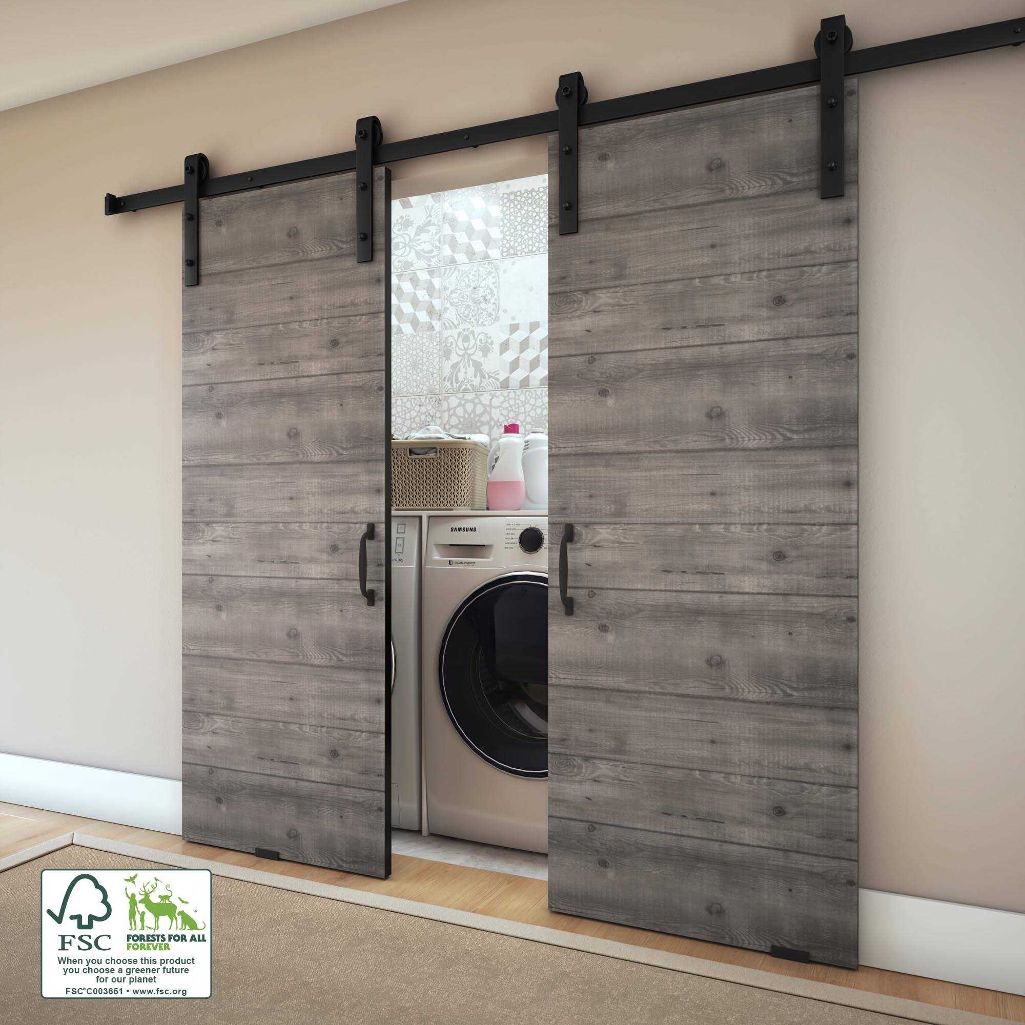 eightdoors 36-in x 84 Finished Flush MDF Single Barn Door - Cheap Fitting