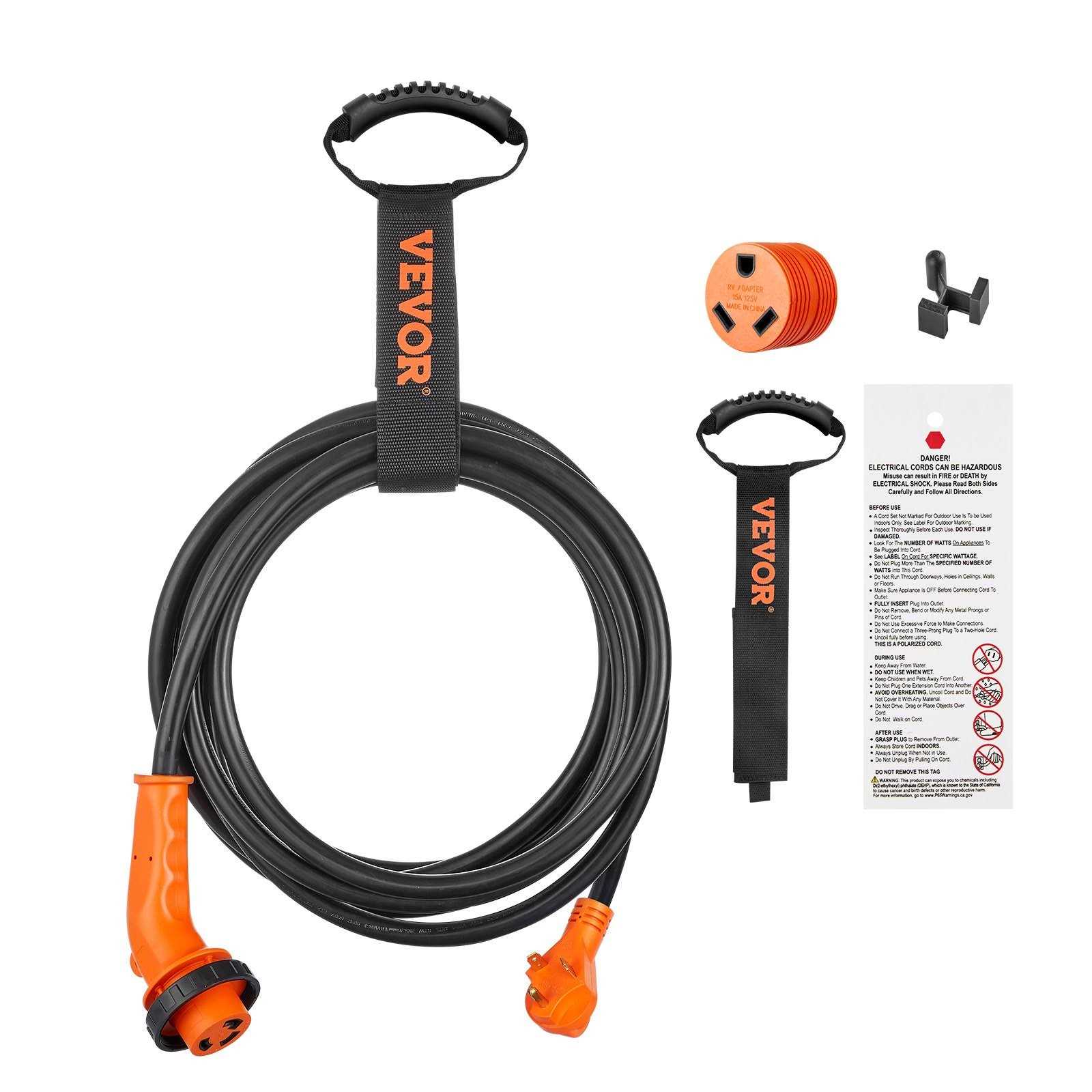 VEVOR 15-50 Feet RV Power Cord Heavy Duty STW Generator Cord Nema Plug - Cheap Fitting