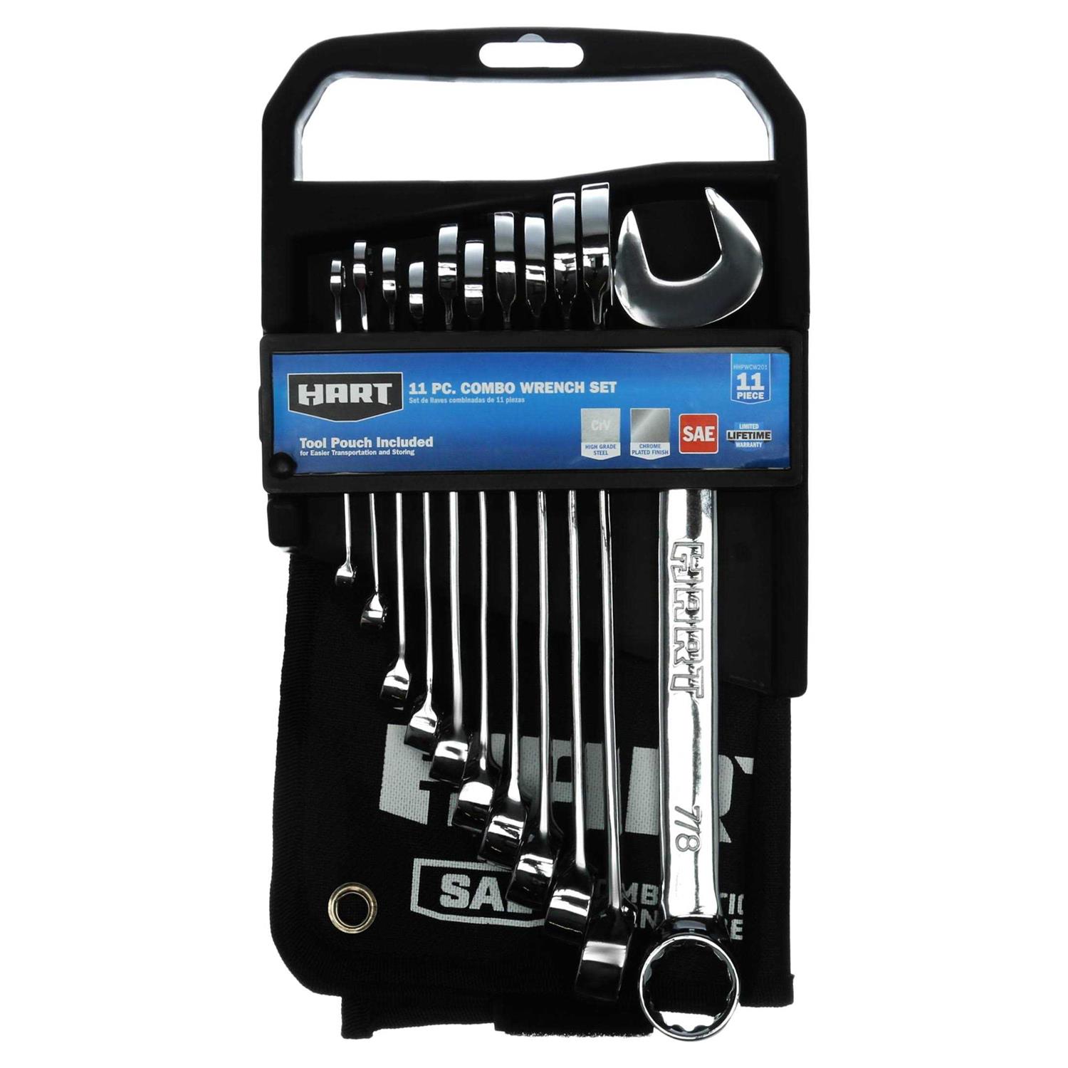 Hart 11-Piece Combination Wrench Set with Tool Pouch - Cheap Fitting