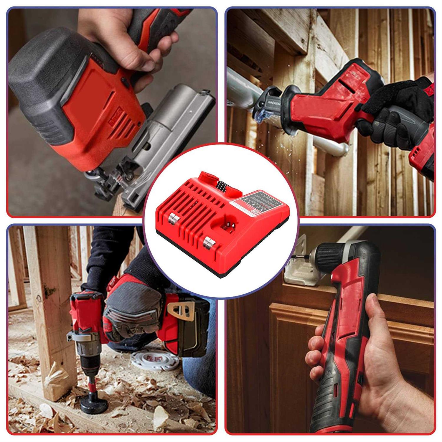 Replacement Charger Compatible with Milwaukee 10.8V-18V Lithium Battery 48-11-1815 48-11-1820 48-11-1840 48-11-1850 48-11-1890 48-11-2401 48-11-2420 - Cheap Fitting