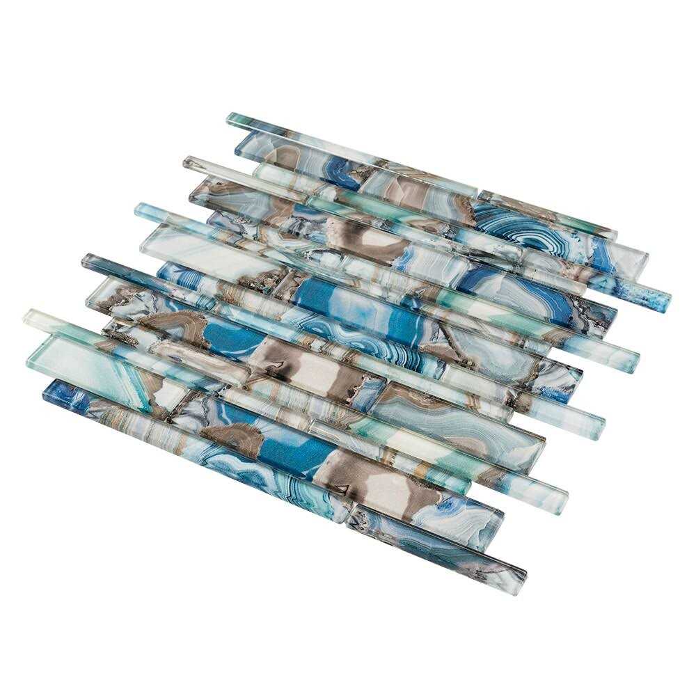 Boutique Ceramic Serenity Cove 12-in x 12-in Glossy Glass Linear and Wall Tile LW210618004 - Cheap Fitting