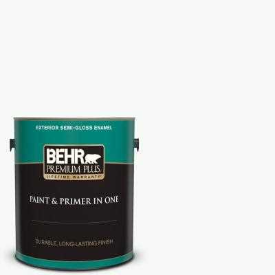 BEHR PREMIUM PLUS 1 gal. #PR-W15 Ultra Pure White Semi-Gloss Enamel Exterior Paint & Primer - Cheap Fitting