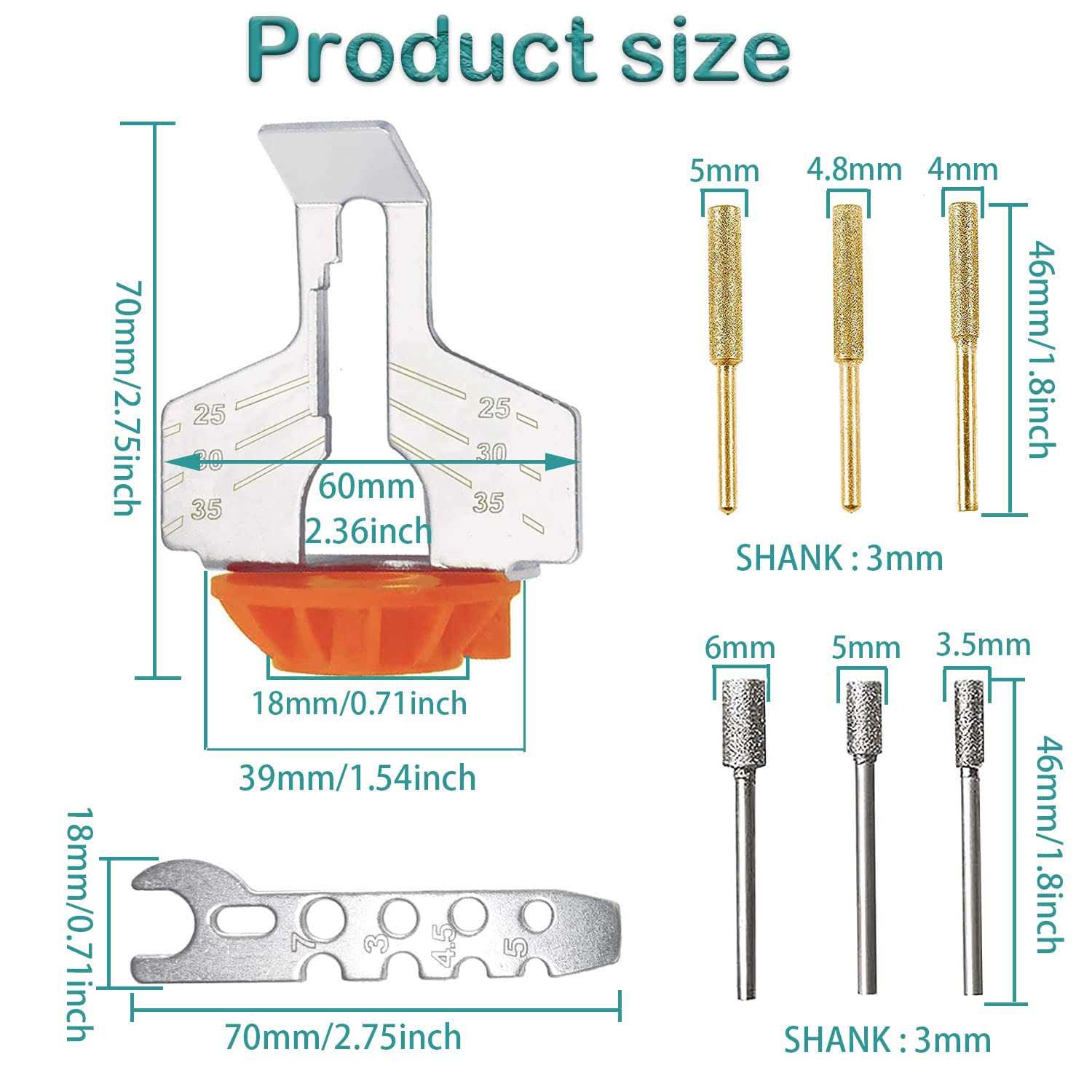 KEWAYO Chainsaw Sharpening Attachment Kit 8pcs Chain Saw Blade Teeth Sharpener Set with Angle Guide and Diamond Burr Grinding Stone Files - Cheap Fitting
