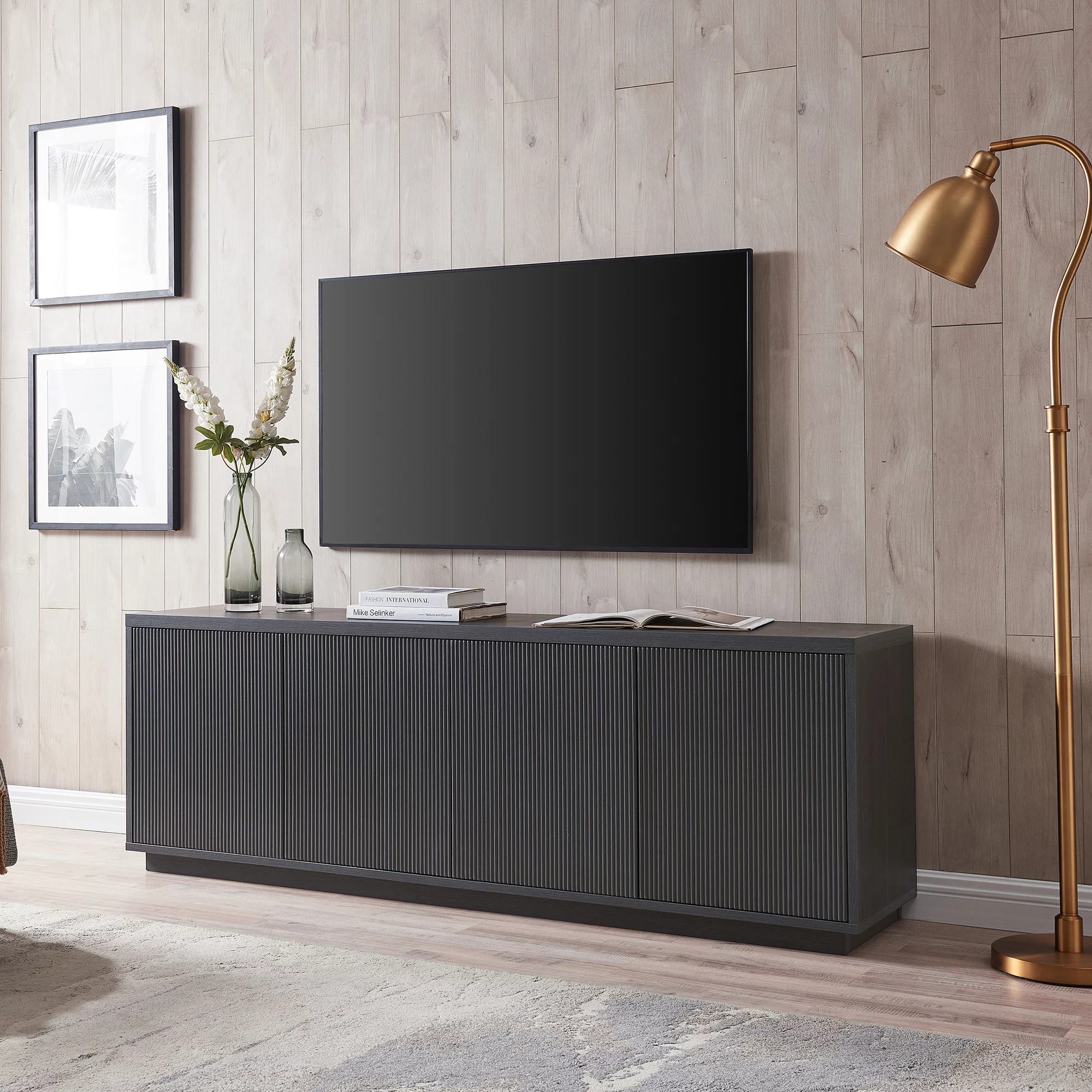 Evelyn&Zoe Hanson Rectangular TV Stand for TV's up to 75