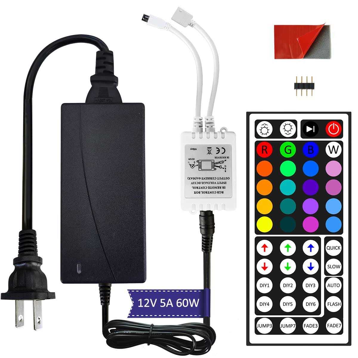 Clordeal 12V Power Supply 44key Wireless IR Remote Control + RGB Control Box + 12V 5A LED Adapter for SMD 3528 5050 - Cheap Fitting